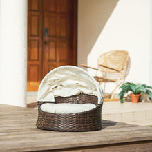Load image into Gallery viewer, Indoor Outdoor Rattan Cat or Dog Bed, Canopy &amp; Cushion ST-N10004-UK TapClickBuy