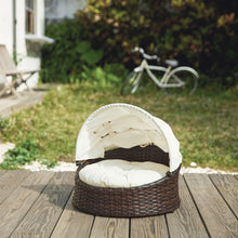Load image into Gallery viewer, Indoor Outdoor Rattan Cat or Dog Bed, Canopy &amp; Cushion ST-N10004-UK TapClickBuy