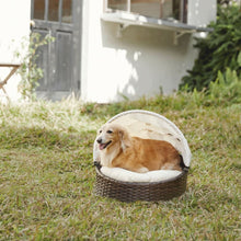 Load image into Gallery viewer, Indoor Outdoor Rattan Cat or Dog Bed, Canopy &amp; Cushion ST-N10004-UK TapClickBuy