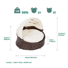 Load image into Gallery viewer, Indoor Outdoor Rattan Cat or Dog Bed, Canopy &amp; Cushion ST-N10004-UK TapClickBuy