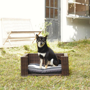 Indoor Outdoor Rattan Cat or Dog Elevated Rattan Bed ST-N10005-UK TapClickBuy