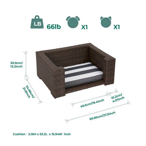 Indoor Outdoor Rattan Cat or Dog Elevated Rattan Bed ST-N10005-UK TapClickBuy