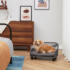 Indoor Outdoor Woven Cat & Dog Sofa Bed Lounger Grey ST-N10007-UK TapClickBuy