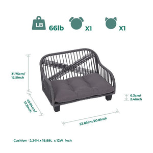 Indoor Outdoor Woven Cat & Dog Sofa Bed Lounger Grey ST-N10007-UK TapClickBuy