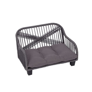 Indoor Outdoor Woven Cat & Dog Sofa Bed Lounger Grey ST-N10007-UK TapClickBuy