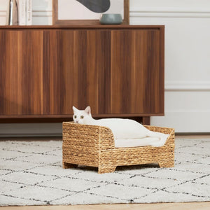 Indoor Wicker Cat/Dog Elevated Bed & Washable Cushion ST-N10002-UK TapClickBuy