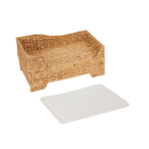 Indoor Wicker Cat/Dog Elevated Bed & Washable Cushion ST-N10002-UK TapClickBuy