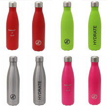 Load image into Gallery viewer, JTL Fitness Stainless Steel Water Bottle 500ml Vacuum Insulated Flask for Hot or Cold Metal Watertight Seal Black TapClickBuy
