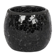 Load image into Gallery viewer, Large Black Crackle Glass Candle Holder TapClickBuy