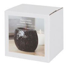 Load image into Gallery viewer, Large Black Crackle Glass Candle Holder TapClickBuy