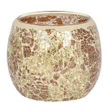 Load image into Gallery viewer, Large Gold Crackle Glass Candle Holder TapClickBuy