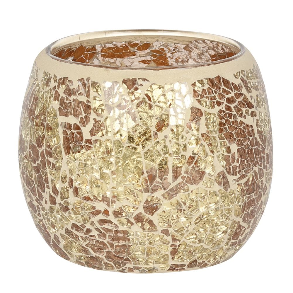 Large Gold Crackle Glass Candle Holder TapClickBuy