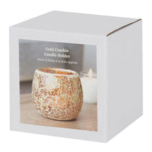 Load image into Gallery viewer, Large Gold Crackle Glass Candle Holder TapClickBuy