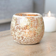 Load image into Gallery viewer, Large Gold Crackle Glass Candle Holder TapClickBuy