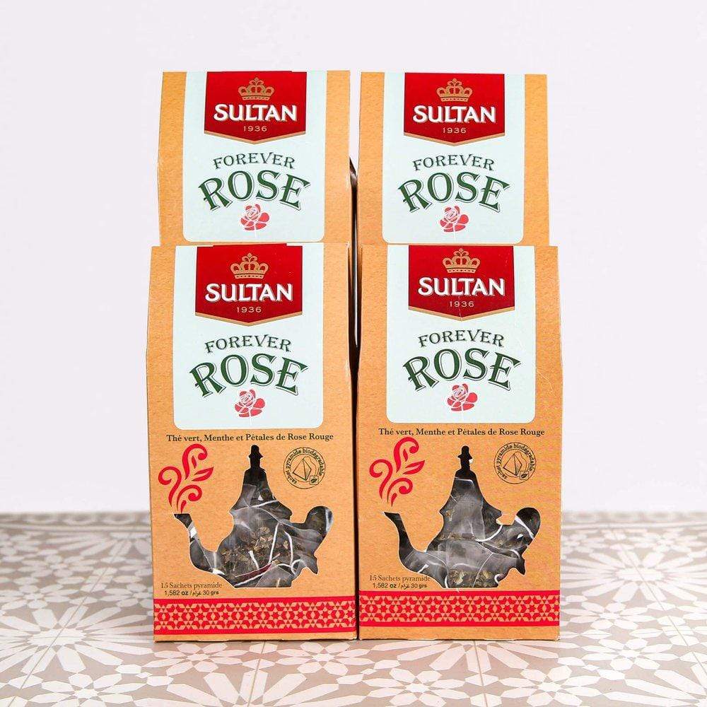 Multipacks of 4 or 10 Forever Rose Mint and Red Rose Petals Green Tea - 15 Pyramid Tea Bags  2gr TapClickBuy