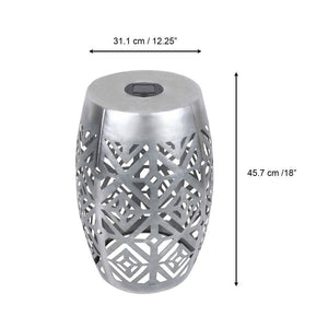 Outdoor Garden Decor 2 In 1 Solar Lantern LED Light & Table, Silver TapClickBuy