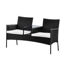 Load image into Gallery viewer, Outdoor Garden Furniture Rattan Loveseat with Table &amp; Cushions TapClickBuy