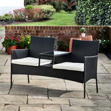 Load image into Gallery viewer, Outdoor Garden Furniture Rattan Loveseat with Table &amp; Cushions TapClickBuy