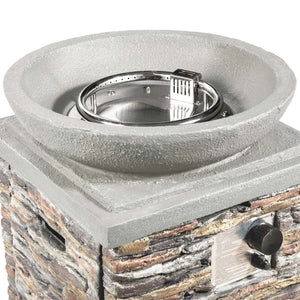 Outdoor Garden Stone Propane Gas Fire Pit with Lava Rocks & Cover TapClickBuy