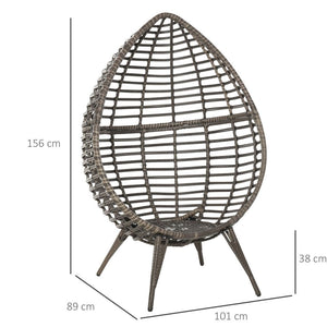 Outdoor Indoor Rattan Egg Chair Wicker Weave Teardrop Chair with Cushion TapClickBuy