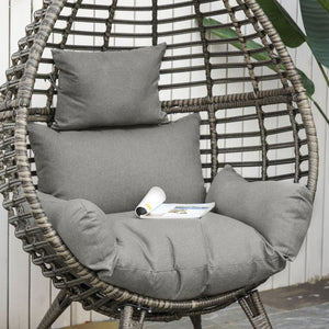 Outdoor Indoor Rattan Egg Chair Wicker Weave Teardrop Chair with Cushion TapClickBuy