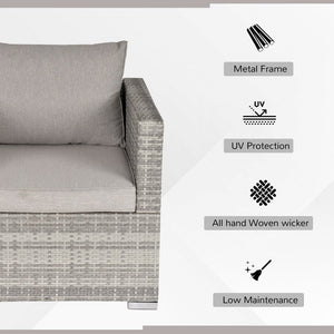 Outdoor Patio Furniture Single Rattan Sofa Chair Padded Cushion All Weather for Garden Poolside Balcony Grey TapClickBuy