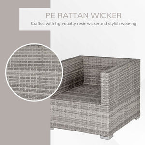 Outdoor Patio Furniture Single Rattan Sofa Chair Padded Cushion All Weather for Garden Poolside Balcony Grey TapClickBuy