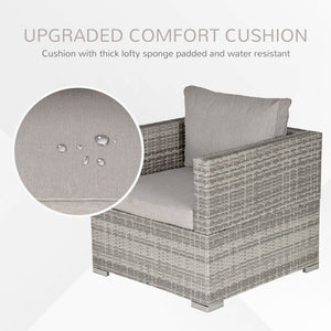 Outdoor Patio Furniture Single Rattan Sofa Chair Padded Cushion All Weather for Garden Poolside Balcony Grey TapClickBuy