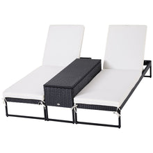 Load image into Gallery viewer, PE Rattan 2-Seat Outdoor Garden Sun Lounger Set w/ Table Black TapClickBuy