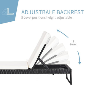 PE Rattan 2-Seat Outdoor Garden Sun Lounger Set w/ Table Black TapClickBuy