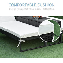 Load image into Gallery viewer, PE Rattan 2-Seat Outdoor Garden Sun Lounger Set w/ Table Black TapClickBuy