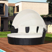 Load image into Gallery viewer, PE Rattan 5-Piece Outdoor Garden Round Sofa w/ Canopy Black TapClickBuy