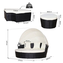 Load image into Gallery viewer, PE Rattan 5-Piece Outdoor Garden Round Sofa w/ Canopy Black TapClickBuy