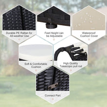 Load image into Gallery viewer, PE Rattan 5-Piece Outdoor Garden Round Sofa w/ Canopy Black TapClickBuy