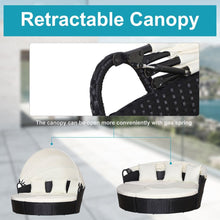 Load image into Gallery viewer, PE Rattan 5-Piece Outdoor Garden Round Sofa w/ Canopy Black TapClickBuy