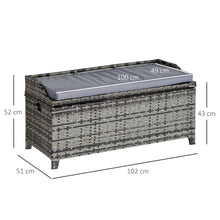 Load image into Gallery viewer, PE Rattan Bench Patio Wicker Storage Basket Seat Furniture w/ Cushion TapClickBuy