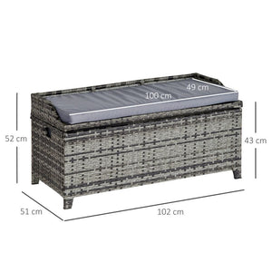 PE Rattan Bench Patio Wicker Storage Basket Seat Furniture w/ Cushion TapClickBuy