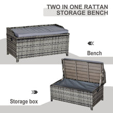 Load image into Gallery viewer, PE Rattan Bench Patio Wicker Storage Basket Seat Furniture w/ Cushion TapClickBuy