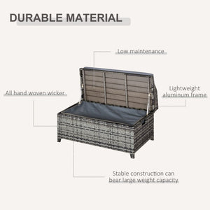 PE Rattan Bench Patio Wicker Storage Basket Seat Furniture w/ Cushion TapClickBuy