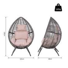 Load image into Gallery viewer, PE Rattan Outdoor Egg Chair w/ Cushion Grey TapClickBuy