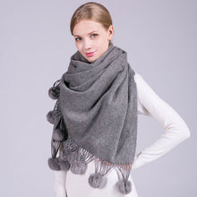 Load image into Gallery viewer, Pom Pom Scarf in Soft &amp; Cosy Wool with Tassels TapClickBuy