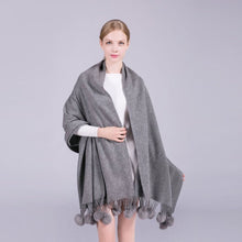 Load image into Gallery viewer, Pom Pom Scarf in Soft &amp; Cosy Wool with Tassels TapClickBuy