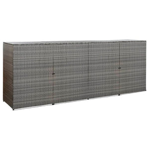 Quadruple Wheelie Bin Shed Anthracite 305x78x120 cm Poly Rattan TapClickBuy