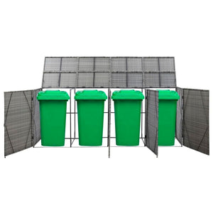 Quadruple Wheelie Bin Shed Anthracite 305x78x120 cm Poly Rattan TapClickBuy