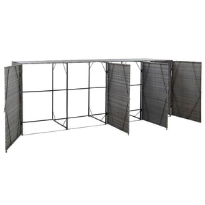 Quadruple Wheelie Bin Shed Anthracite 305x78x120 cm Poly Rattan TapClickBuy