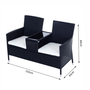 Rattan Chair Set W/Middle Tea Table-Black TapClickBuy