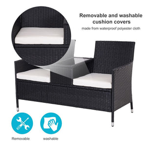 Rattan Chair Set W/Middle Tea Table-Black TapClickBuy