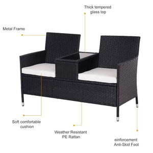 Rattan Chair Set W/Middle Tea Table-Black TapClickBuy