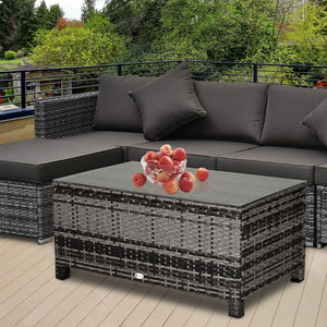 Rattan Coffee Table with Glass Top TapClickBuy