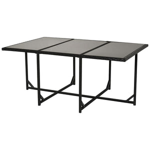 Rattan Dining Set, 11 PC-Black TapClickBuy